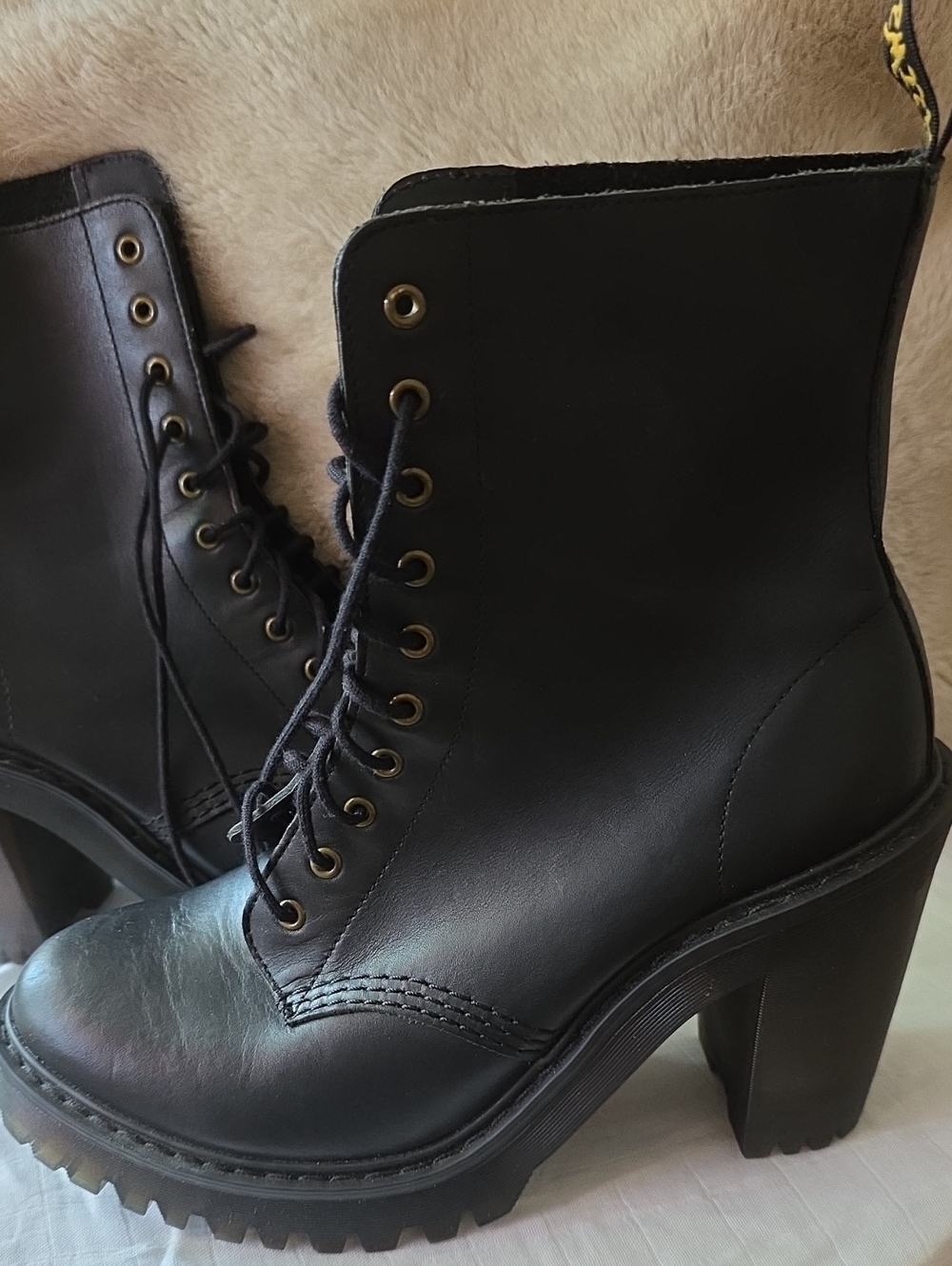 Kendra Dr. Martens Black Leather Lace-Up Heeled Ankle Boots - Picture 4 of 11